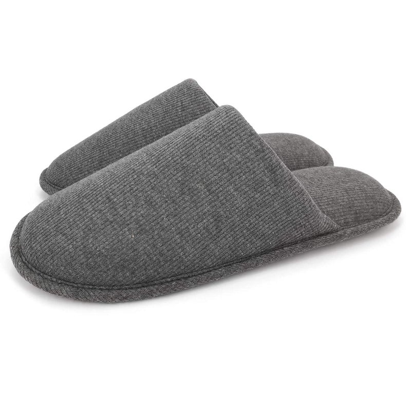 ofoot Mens Indoor Memory Foam Cotton Scuff Slippers Slip On Summer House Shoes Flats Breathable Lightweight Washable Non Skid Rubber Soles(Dark Grey,US 12-13) - Image 1